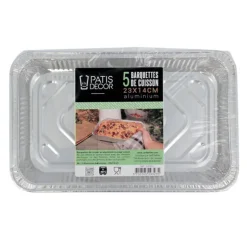 5 Barquettes De Cuisson Alu 23 X 14 Cm