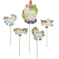 5 Cake Toppers Licornes Assorties Patisdecor