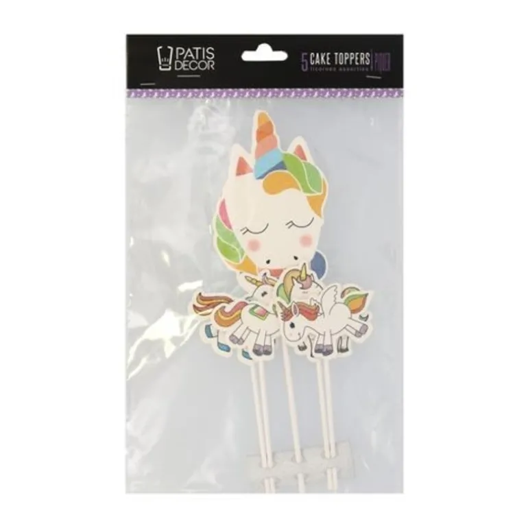 5 Cake Toppers Licornes Assorties Patisdecor