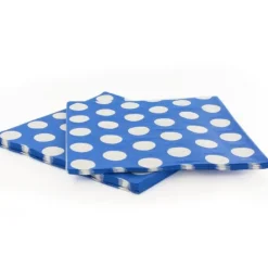 20 Serviettes Papier Bleu Pois Blanc Patisdecor