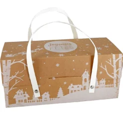 Boite A Bûche Kraft A Poignées Decor Village