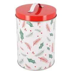 Boite A Biscuits De Noël Houx En Metal