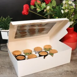 Boite Cupcakes Blanche Rectangulaire Patisdecor