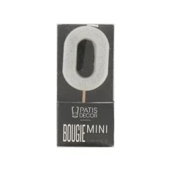 Bougie Argentee Pailletee Chiffre 0 Patisdecor