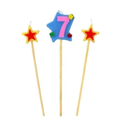 Bougies Chiffre 7 Et Etoiles Sur Piques Patisdecor