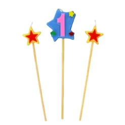 Bougies Chiffre 1 Et Etoiles Sur Piques Patisdecor
