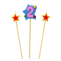 Bougies Chiffre 2 Et Etoiles Sur Piques Patisdecor