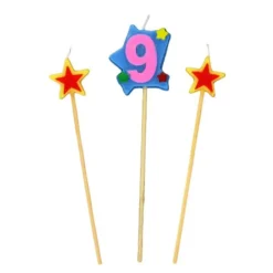 Bougies Chiffre 9 Et Etoiles Sur Piques Patisdecor