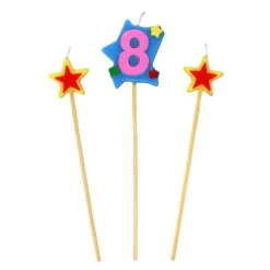 Bougies Chiffre 8 Et Etoiles Sur Piques Patisdecor