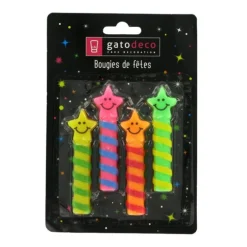 Bougies Smileys Etoiles Patisdecor (X 4)