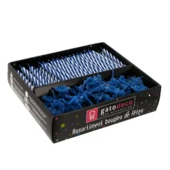 Bougies Torsadees 6 Cm Et Bobeches Bleues Patisdecor (Par 125)