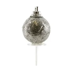 Boules De Noël Argentees Paillettes Sur Pique (X50)
