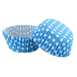 Caissettes Cupcakes Bleues A Pois Blancs (X50)
