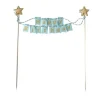 Cake Topper Banniere Anniversaire Bleu Patisdecor