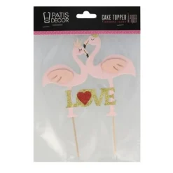 Cake Topper Flamants Roses Love Patisdecor