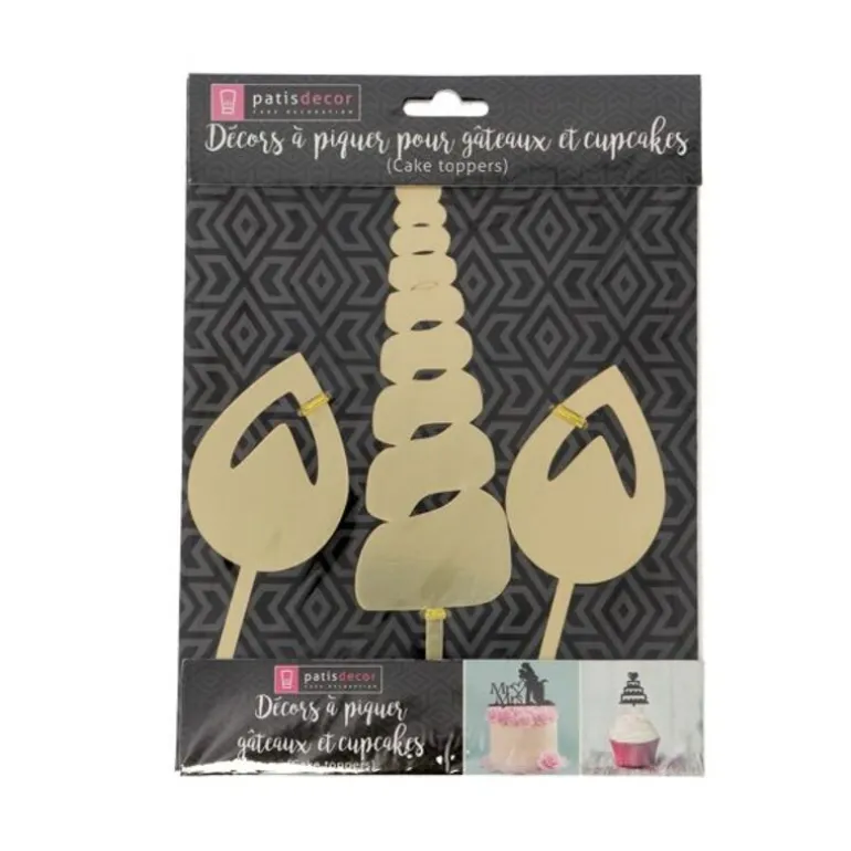 Cake Topper Licorne Dores