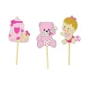 Cupcake Toppers Bebe Fille En Bois (X3)