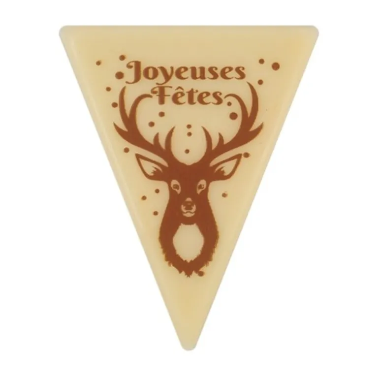 Décoration Bûche De Noël Motif Cerf En Chocolat Blanc (X108)