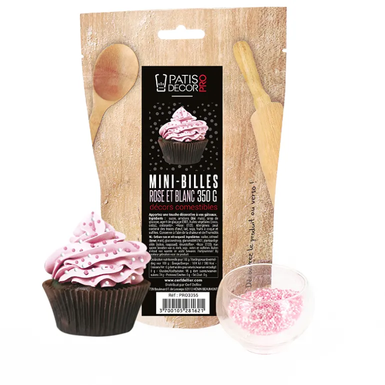 Décors Mini Billes Roses Et Blanches Comestibles Patisdecor Pro 350 G