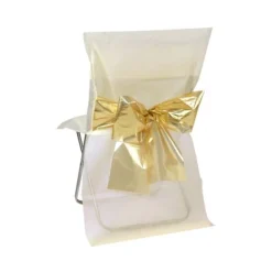 Housse De Chaise Ivoire Noeud Metallise (X4)