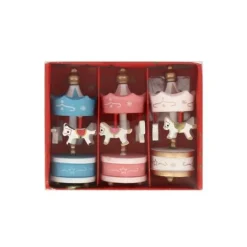 Lot De 3 Toppers Carrousel Rose Blanc Bleu Patisdecor