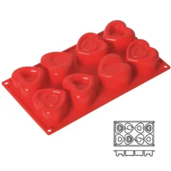Moule Silicone 8 Coeurs Stylises