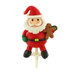 Pere Noël Debout Résine Sur Pique