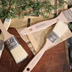 Pinceau Plat Soie Manche Bois