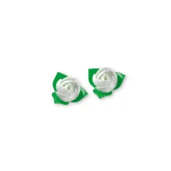 Roses Blanches Avec Feuilles Patisdecor X10