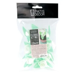 Roses Blanches Avec Feuilles Patisdecor X10