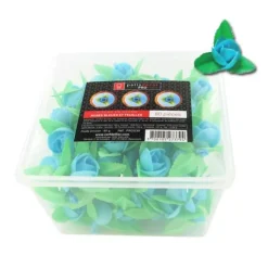 Roses Bleues Et Feuilles En Azyme Patisdecor Pro (X80)