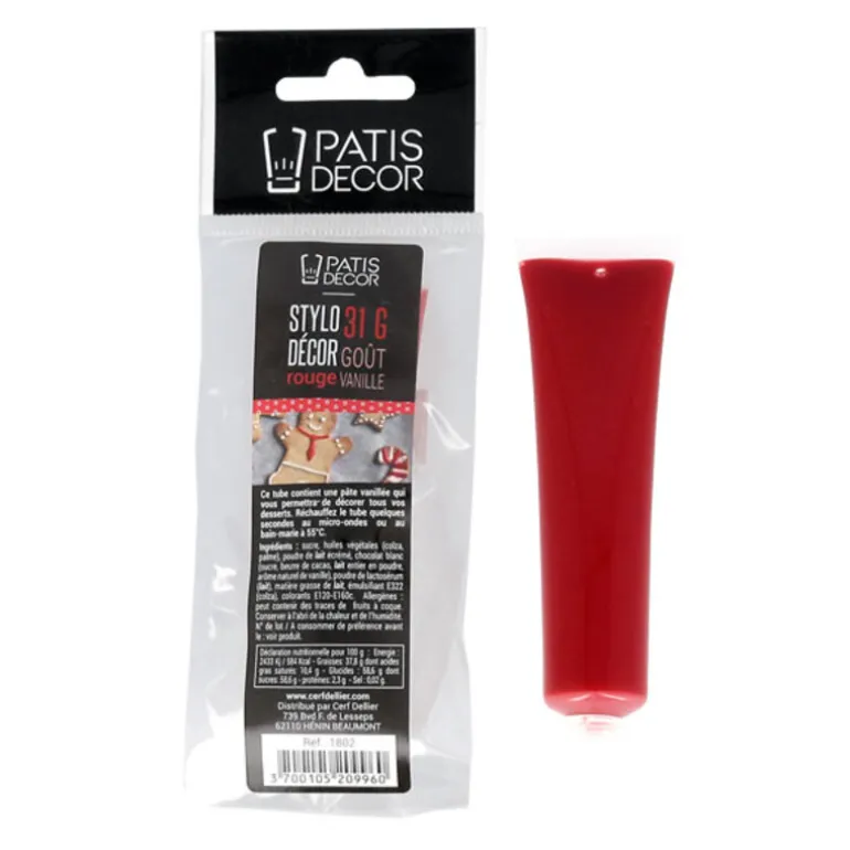 Stylo Decor Rouge Gout Vanille Patisdecor