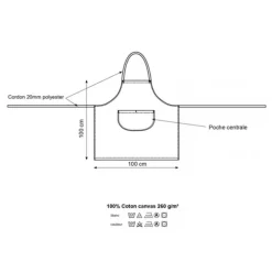 Tablier Valet Bavette Bleu Marine