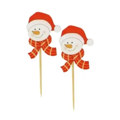 Tete Bonhomme De Neige Noël Sur Pique (X50)